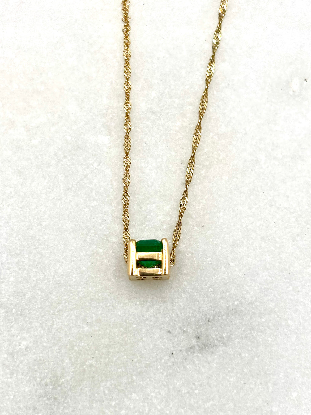 0.48 Carat 18k Solitaire Emerald Necklace