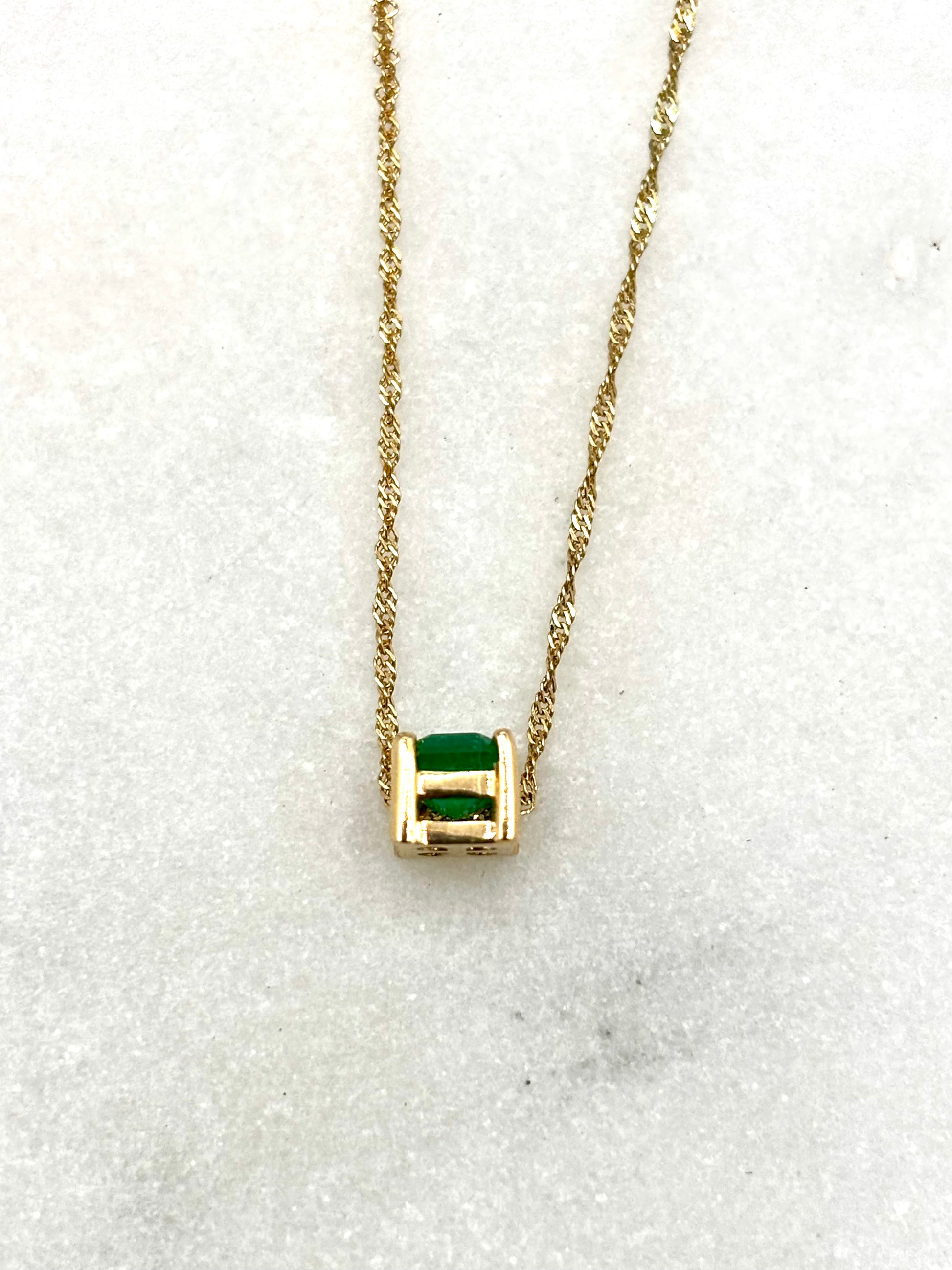 0.48 Carat 18k Solitaire Emerald Necklace