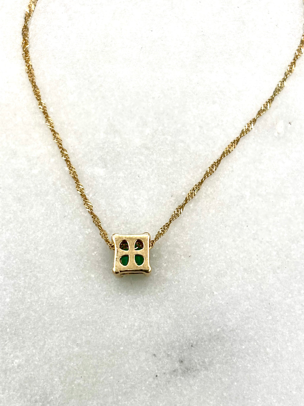 0.48 Carat 18k Solitaire Emerald Necklace