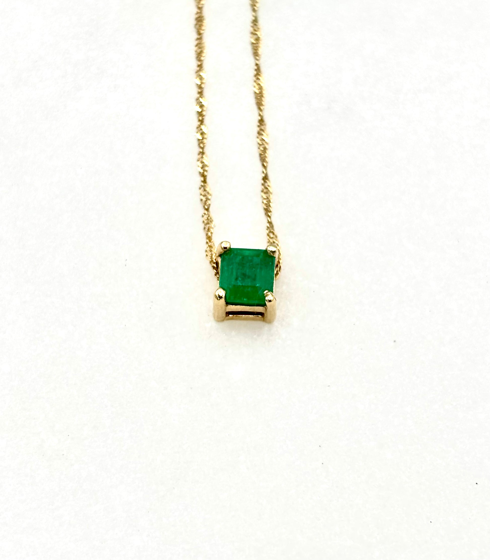 0.48 Carat 18k Solitaire Emerald Necklace