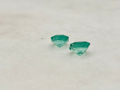3.56 CT 7.41 X 7.49 MATCHING GREEN LOOSE COLOMBIAN EMERALDS-ASSCHER CUT