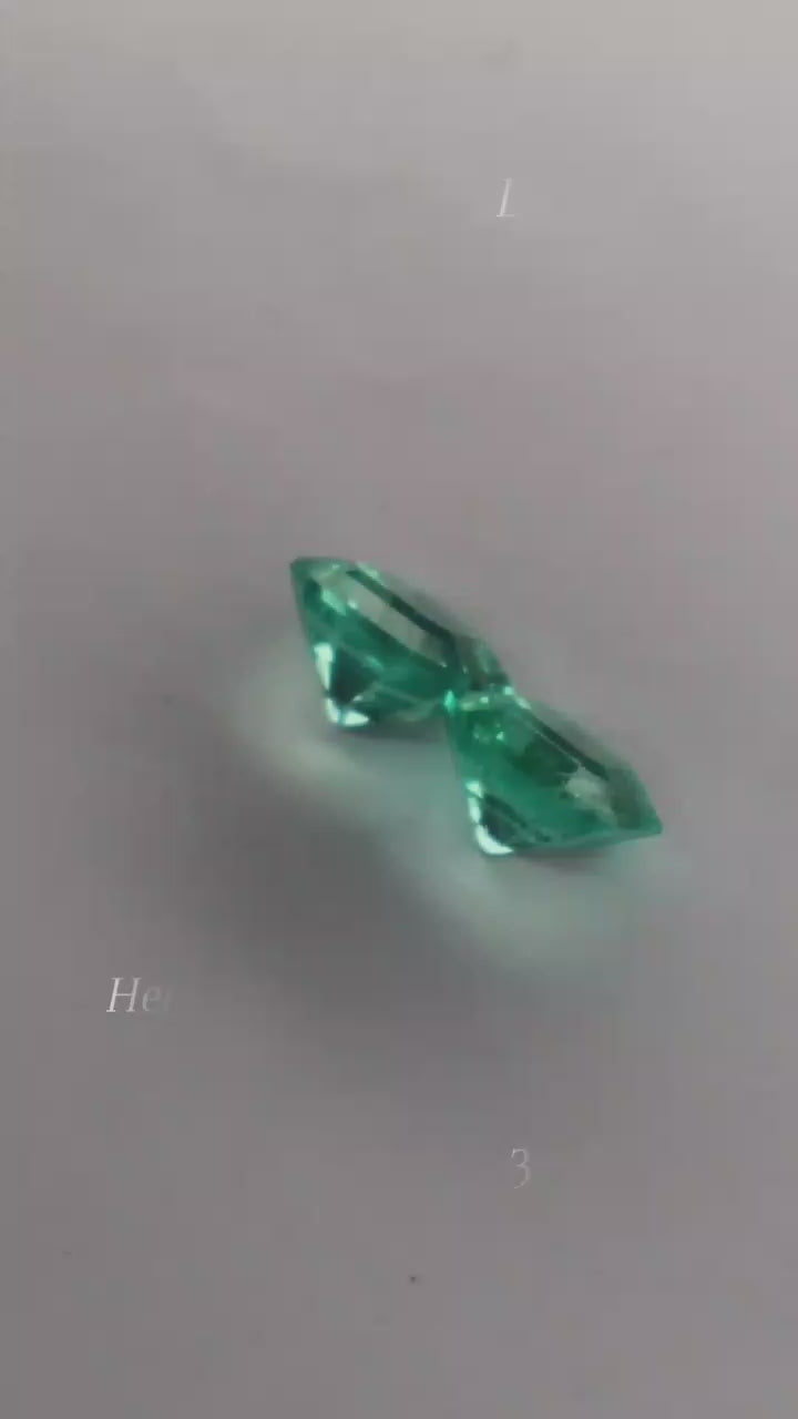 3.56 CT 7.41 X 7.49 MATCHING GREEN LOOSE COLOMBIAN EMERALDS-ASSCHER CUT
